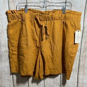 Women’s Mustard Yellow Drawstring Shorts, Size 1X
